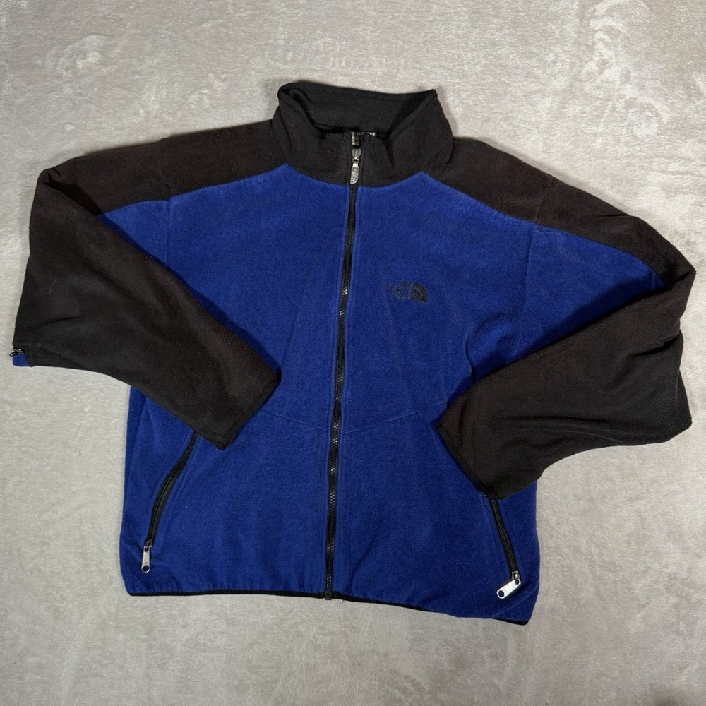 Vintage 90s The North Face Denali Fleece Jacket Mens Large Blue Black Made in US
